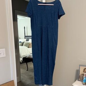 Pure Jill Indigo S/S 100% Cotton Midi Dress, Lightweight, Easy Care, SP